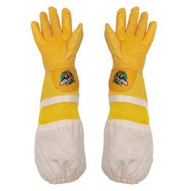 Yellow Beekeeper Vented Leather Cowhide Gloves from Swarm Commander